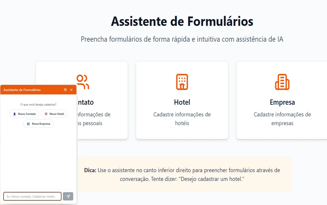 Preview do projeto Assistente de Formulários