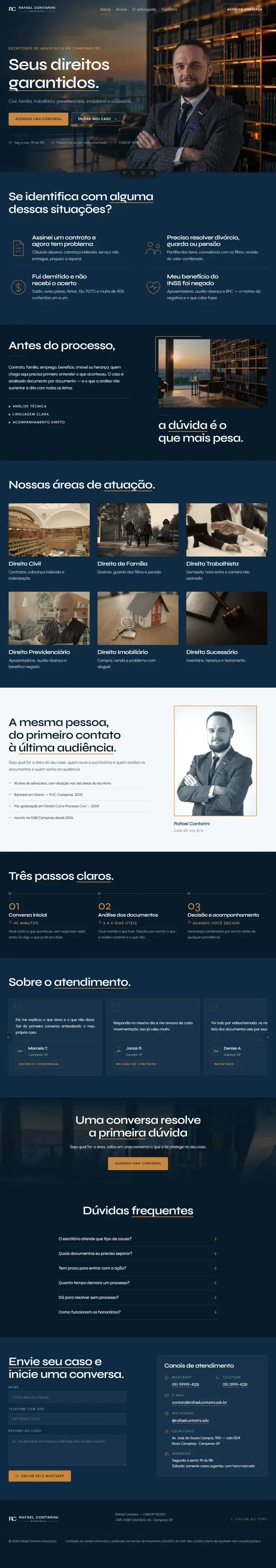 Full page of the Contarini Advocacia website