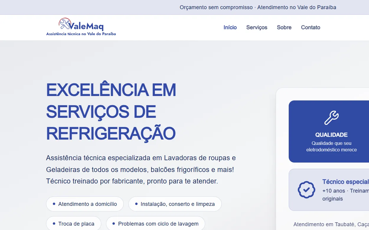 Preview do projeto VALEMAQ Refrigeração